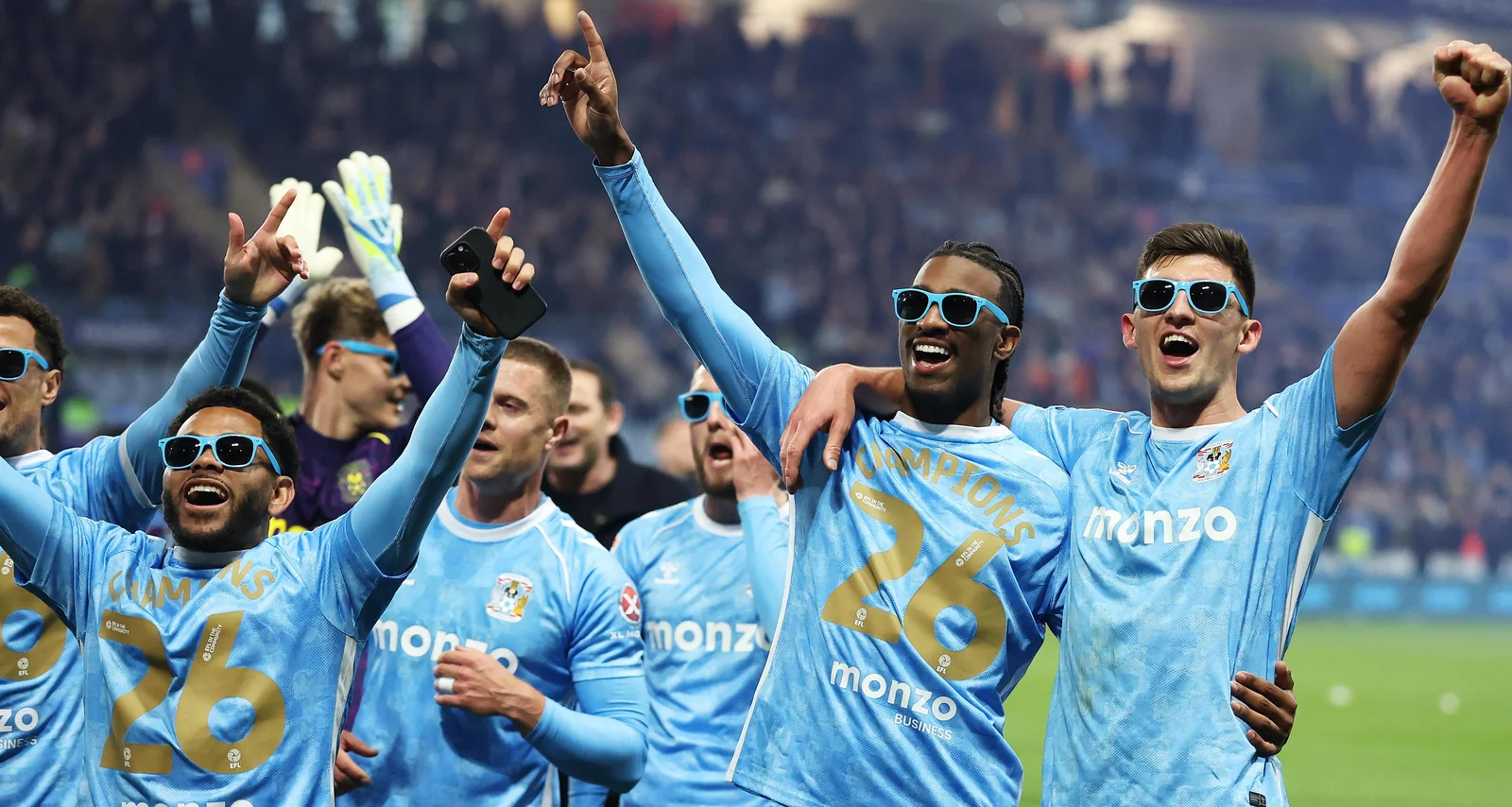 Promoted supporters celebrating a place in the 2026/27 Premier League