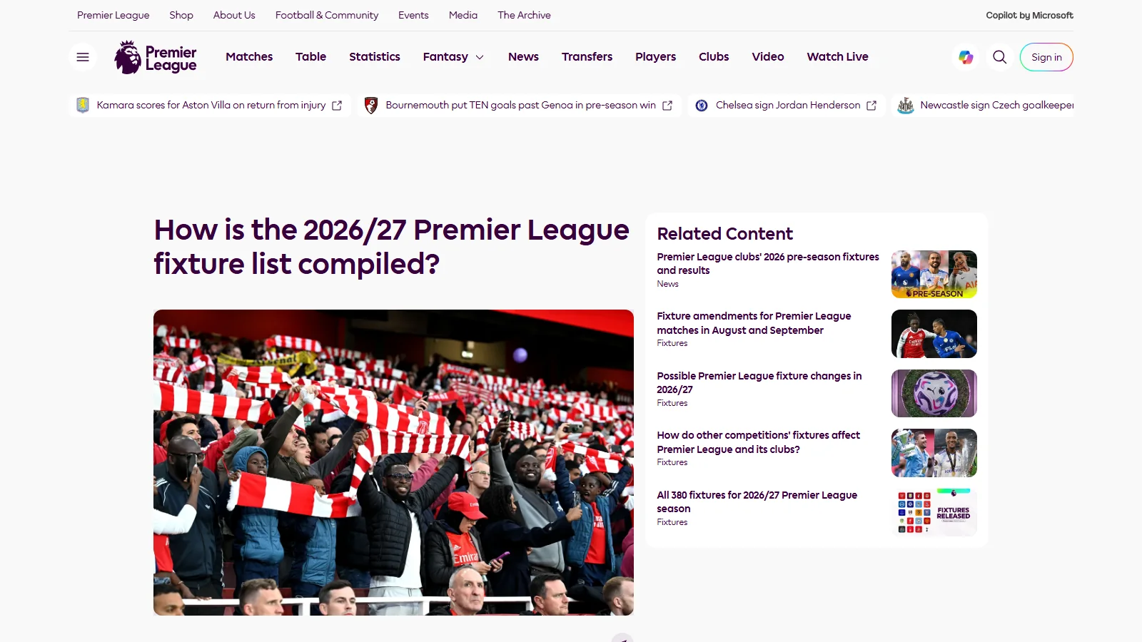 Premier League fixture compilation explainer