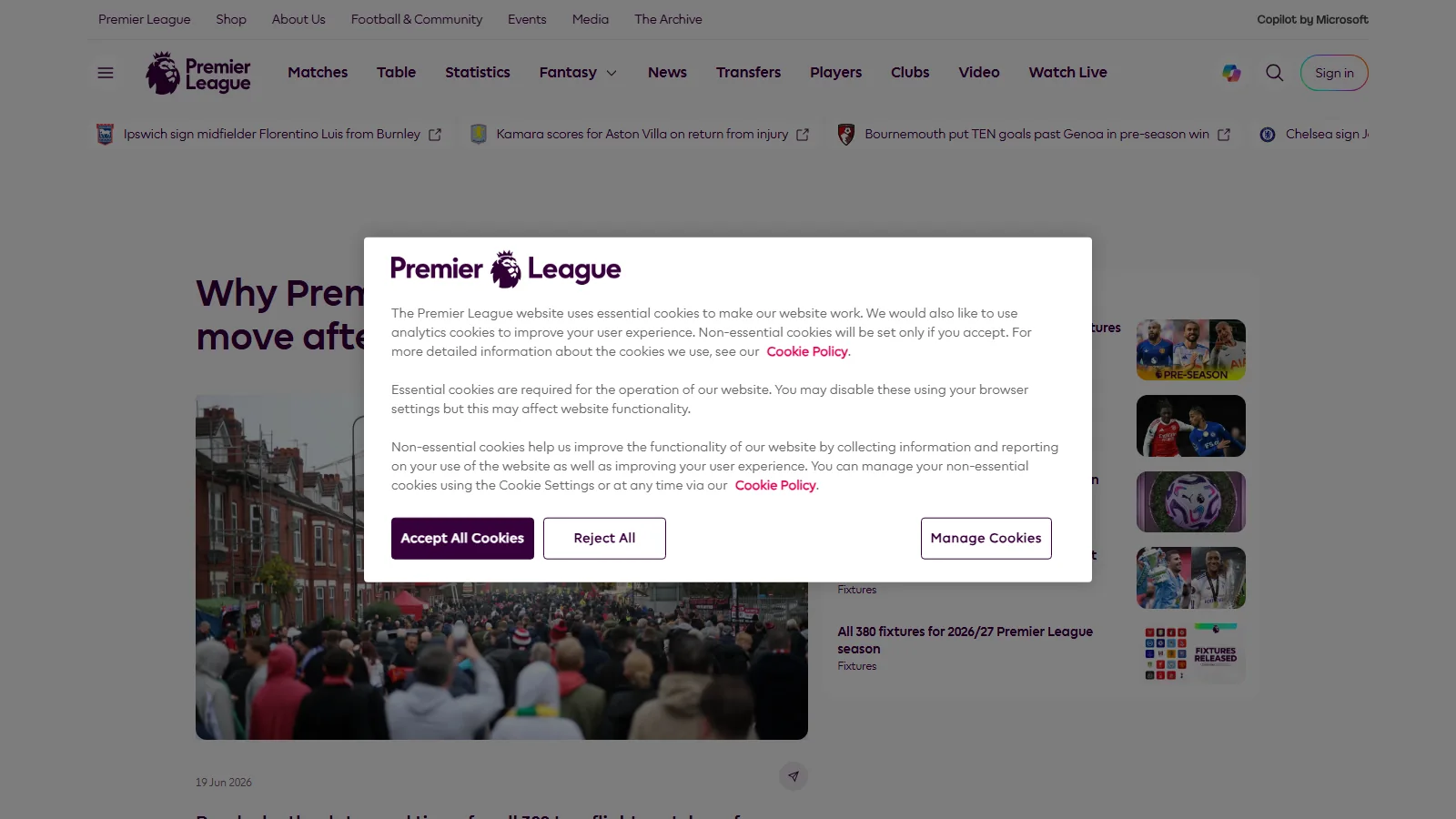 Premier League TV Fixture Announcement Dates 2026/27: When Kickoff Times Are Confirmed
