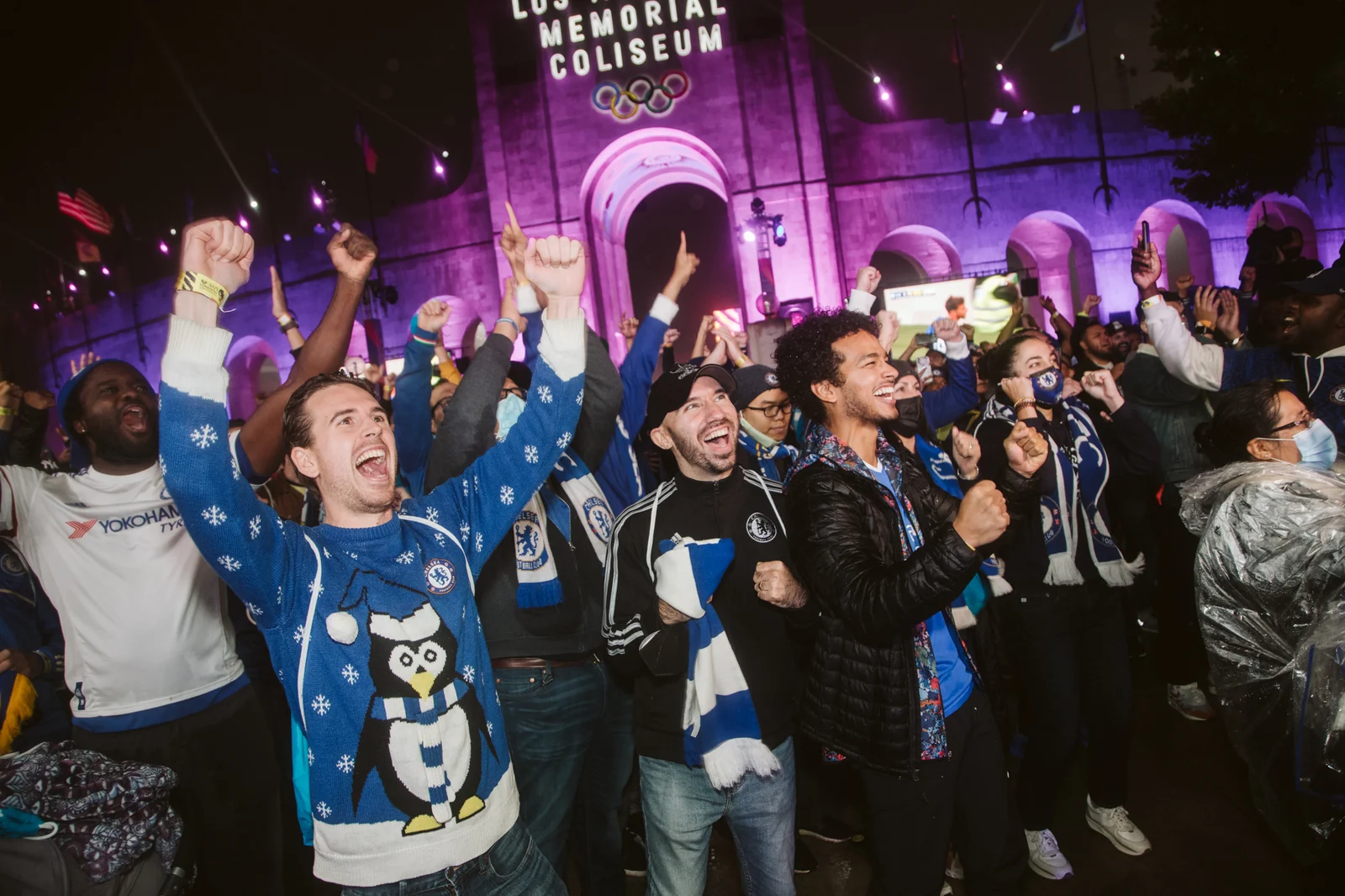 Premier League supporters watching at a Premier League Mornings Live event in Los Angeles